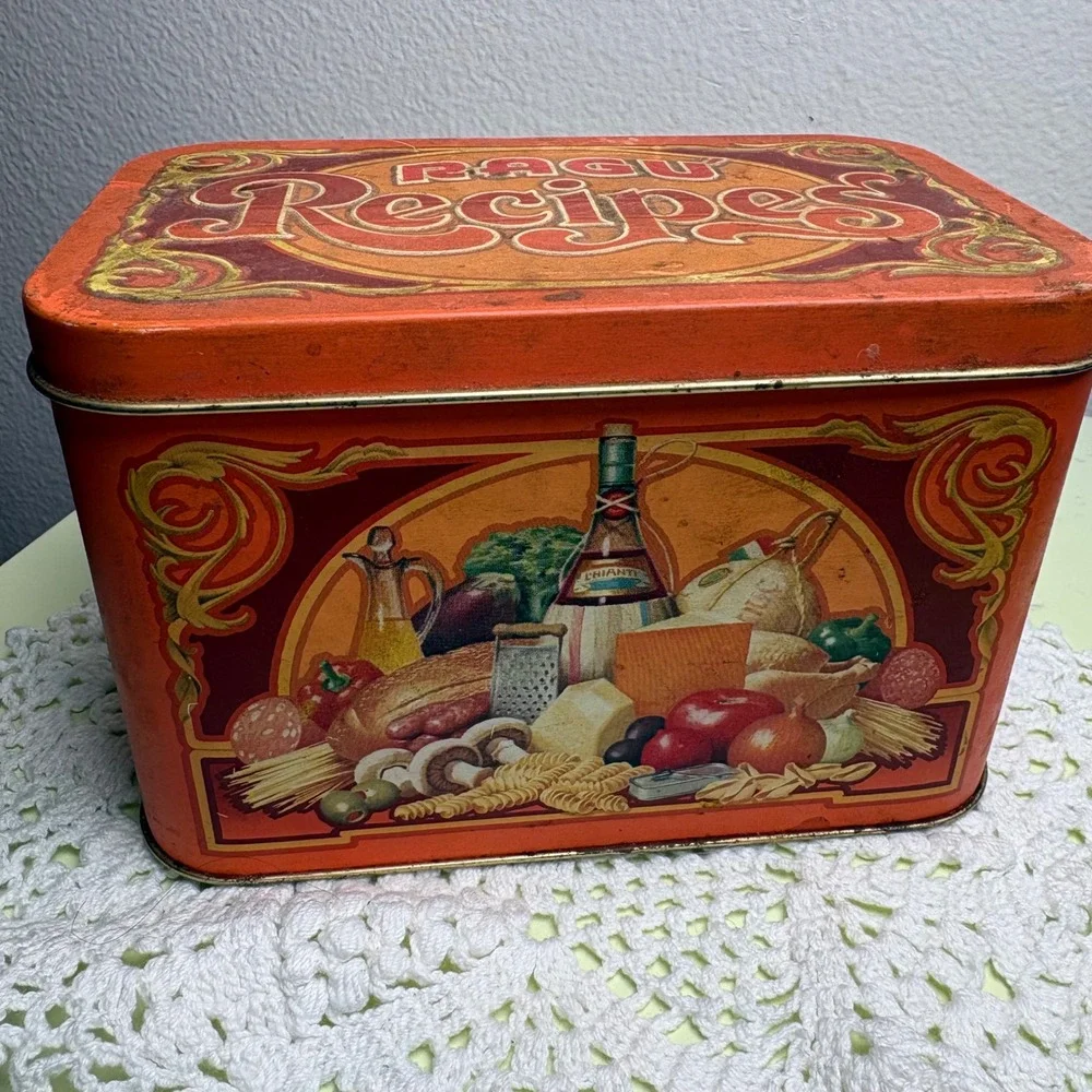 Vintage Ragu Orange Recipe Tin Kitchen Decor Metal Made in England